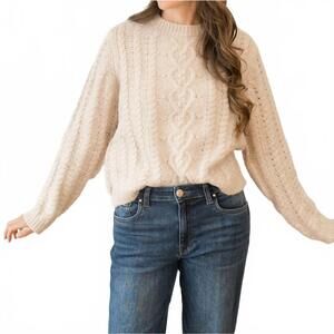 NEW SAGE & CLARE michelle cable crew neck top in oat